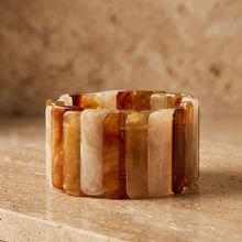 Load image into Gallery viewer, Stretch Marbled Brown Resin Rectangle Bracelet