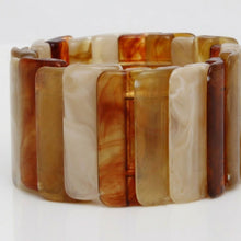 Load image into Gallery viewer, Stretch Marbled Brown Resin Rectangle Bracelet