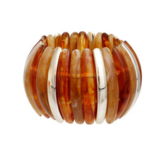 Load image into Gallery viewer, Bangle Marbled Rich Brown Stretch Wide Bracelet