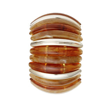 Load image into Gallery viewer, Bangle Marbled Rich Brown Stretch Wide Bracelet