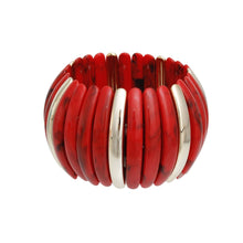 Load image into Gallery viewer, Bangle Marbled Rich Red Stretch Wide Bracelet