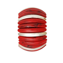 Load image into Gallery viewer, Bangle Marbled Rich Red Stretch Wide Bracelet