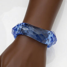 Load image into Gallery viewer, Bangle Transparent Blue Prism Wave Facet Bracelet