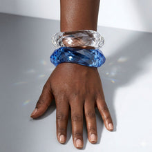Load image into Gallery viewer, Bangle Transparent Blue Prism Wave Facet Bracelet