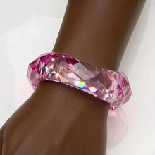 Load image into Gallery viewer, Bangle Transparent Pink Prism Wave Facet Bracelet