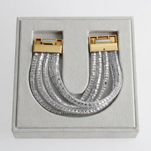 Load image into Gallery viewer, Gold 5 Strand Clear Stone Disco Ball Cuff Bracelet