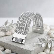 Load image into Gallery viewer, Silver 5 Strand Clear Stone Disco Ball Bracelet