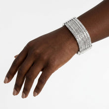 Load image into Gallery viewer, Silver 5 Strand Clear Stone Disco Ball Bracelet