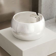 Load image into Gallery viewer, Bangle Matte Silver Metal Wide Hinge Bracelet