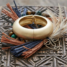 Load image into Gallery viewer, Bangle Matte Gold Metal Sculpted Sleek Bracelet