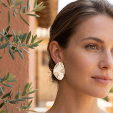 Load image into Gallery viewer, Stud Ivory and Gold Molten Metal Retro Earrings