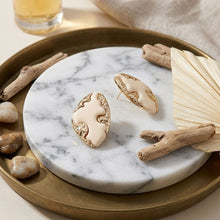 Load image into Gallery viewer, Stud Ivory and Gold Molten Metal Retro Earrings