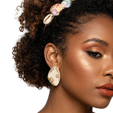 Load image into Gallery viewer, Stud Ivory and Gold Molten Metal Retro Earrings