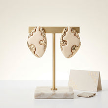 Load image into Gallery viewer, Stud Ivory and Gold Molten Metal Retro Earrings