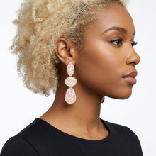 Load image into Gallery viewer, 3 Tier Drop Pink Mosaic Gold Geometric Earrings