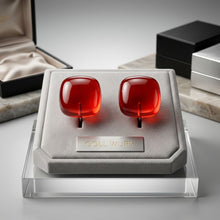 Load image into Gallery viewer, Chunky Red Translucent Square Stud Earrings