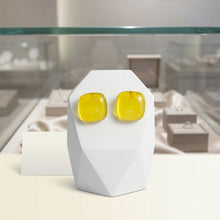 Load image into Gallery viewer, Chunky Yellow Translucent Square Stud Earrings