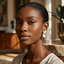 Load image into Gallery viewer, Stud Matte Silver Bent Rectangle Domed Earrings