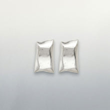 Load image into Gallery viewer, Stud Matte Silver Bent Rectangle Domed Earrings