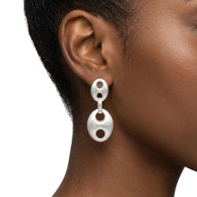 Load image into Gallery viewer, Dangle Matte Silver Puffy Anchor Link Earrings