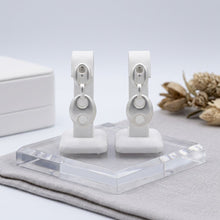 Load image into Gallery viewer, Dangle Matte Silver Puffy Anchor Link Earrings