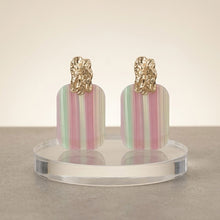 Load image into Gallery viewer, Drop Oversized Pink Green Stripe Opulent Earrings