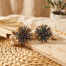 Load image into Gallery viewer, Stud Multicolor Cluster Gold Flower Petal Earrings