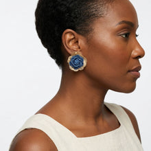 Load image into Gallery viewer, Stud Medium Blue Denim Rose Die Cut Earrings