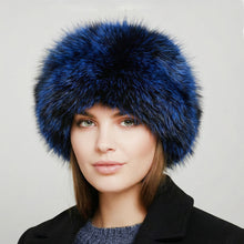 Load image into Gallery viewer, Hat Luxe Faux Fur Blue Kubanka Winter Cap Women