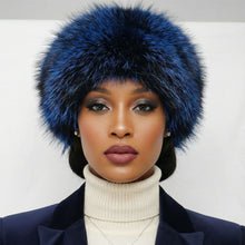 Load image into Gallery viewer, Hat Luxe Faux Fur Blue Kubanka Winter Cap Women