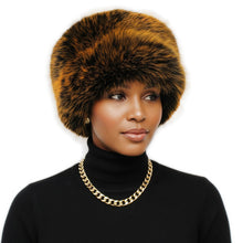 Load image into Gallery viewer, Hat Luxe Faux Fur Orange Kubanka Winter Cap Women
