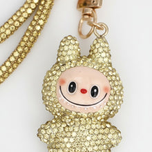 Load image into Gallery viewer, Rhinestone Phone Wrist Strap Gold Labubu Keychain
