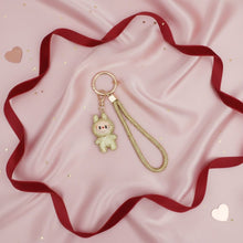 Load image into Gallery viewer, Rhinestone Phone Wrist Strap Gold Labubu Keychain