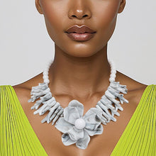 Load image into Gallery viewer, Collar Gray Exotic Goddess Floral Necklace