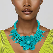 Load image into Gallery viewer, Collar Turquoise Exotic Goddess Floral Necklace