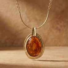 Load image into Gallery viewer, Vintage Large Marbled Brown Resin Pendant Necklace