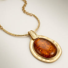 Load image into Gallery viewer, Vintage Large Marbled Brown Resin Pendant Necklace