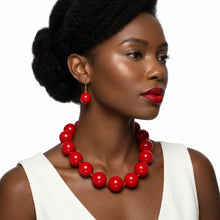 Load image into Gallery viewer, Mod Style Candy Red Chunky Bead Necklace