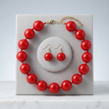 Load image into Gallery viewer, Mod Style Candy Red Chunky Bead Necklace
