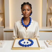 Load image into Gallery viewer, Mod Style Royal Blue Chunky Bead Necklace