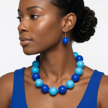 Load image into Gallery viewer, Mod Style Two Tone Blue Chunky Bead Necklace