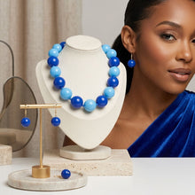 Load image into Gallery viewer, Mod Style Two Tone Blue Chunky Bead Necklace