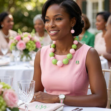 Load image into Gallery viewer, Mod Style Two Tone Pink Green Chunky Bead Necklace