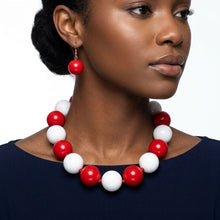 Load image into Gallery viewer, Mod Style Two Tone Red White Chunky Bead Necklace