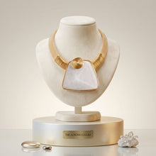 Load image into Gallery viewer, Large White Resin Pendant Gold Collar Necklace