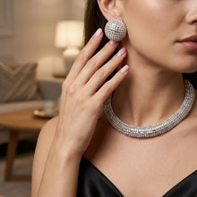 Load image into Gallery viewer, Gold Clear Stone 6 Row Disco Ball Collar Necklace