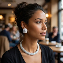 Load image into Gallery viewer, Silver Clear Stone 6 Row Disco Ball Collar Necklace