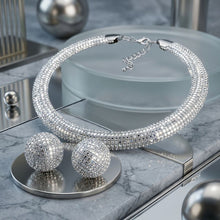 Load image into Gallery viewer, Silver Clear Stone 6 Row Disco Ball Collar Necklace