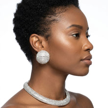 Load image into Gallery viewer, Silver Clear Stone 6 Row Disco Ball Collar Necklace