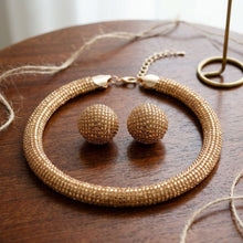 Load image into Gallery viewer, Gold Square Stone 6 Row Disco Ball Collar Necklace